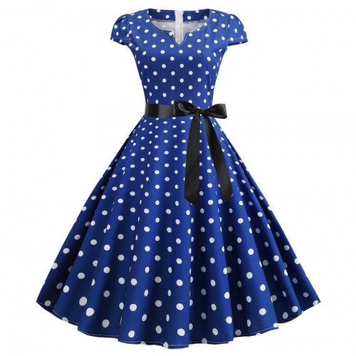 Robe swing rétro femme avec des pois et une ceinture de taille Chic & Stil
