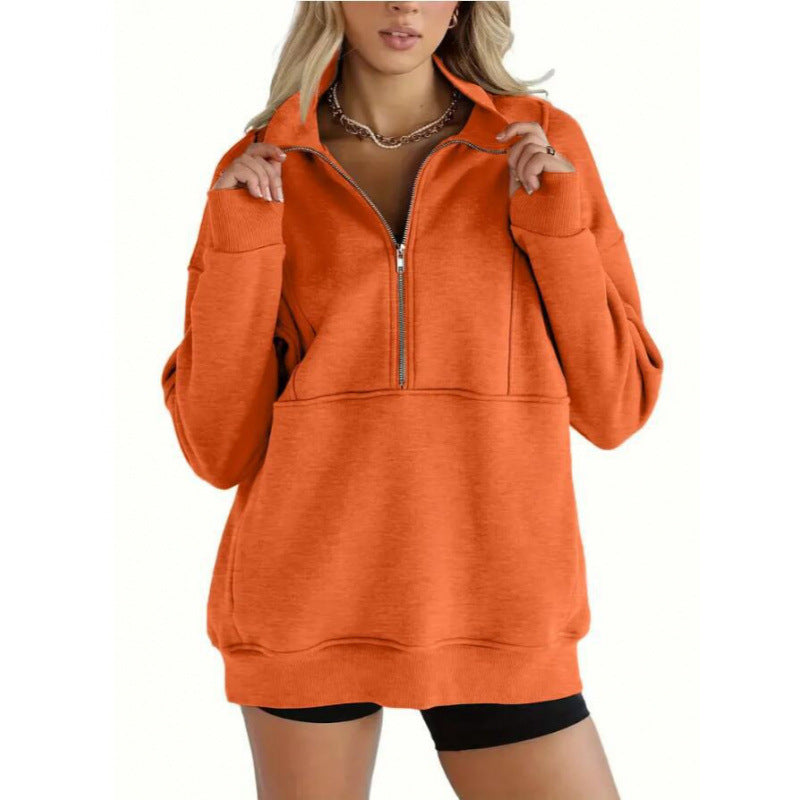 Women's sweatshirt with half-zip and oversized fit Lune London