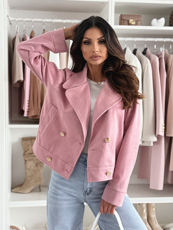 Casual style biker jacket for women with snap button closure and practical pockets Lune London