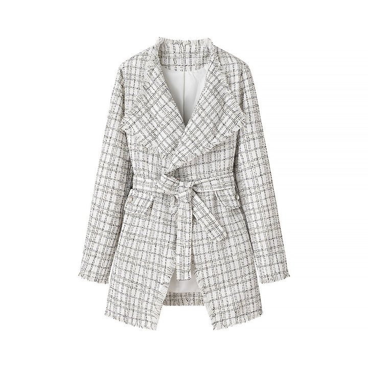 Blazer élégant pour femmes avec ceinture et motif structuré Chic & Stil