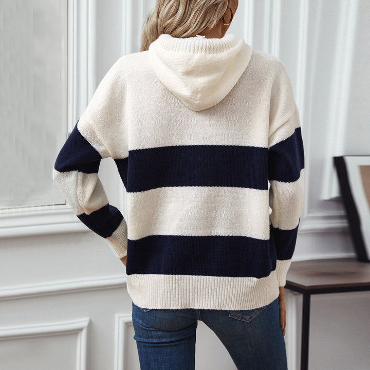 Women's hoodie with wide stripes and a soft material Lune London