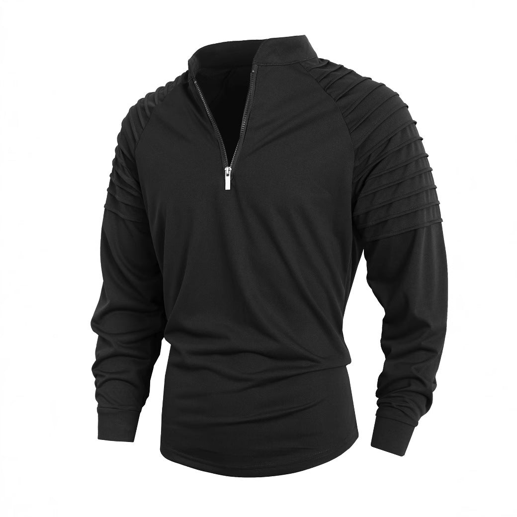 Men's long sleeve shirt with modern high collar and zipper Lune London