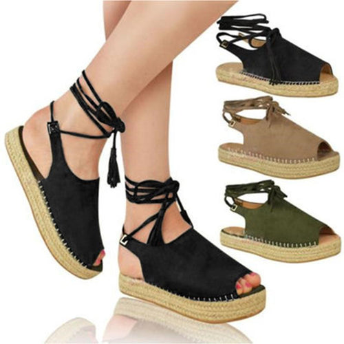 Elegant ladies espadrilles with woven jute sole and laces Lune London