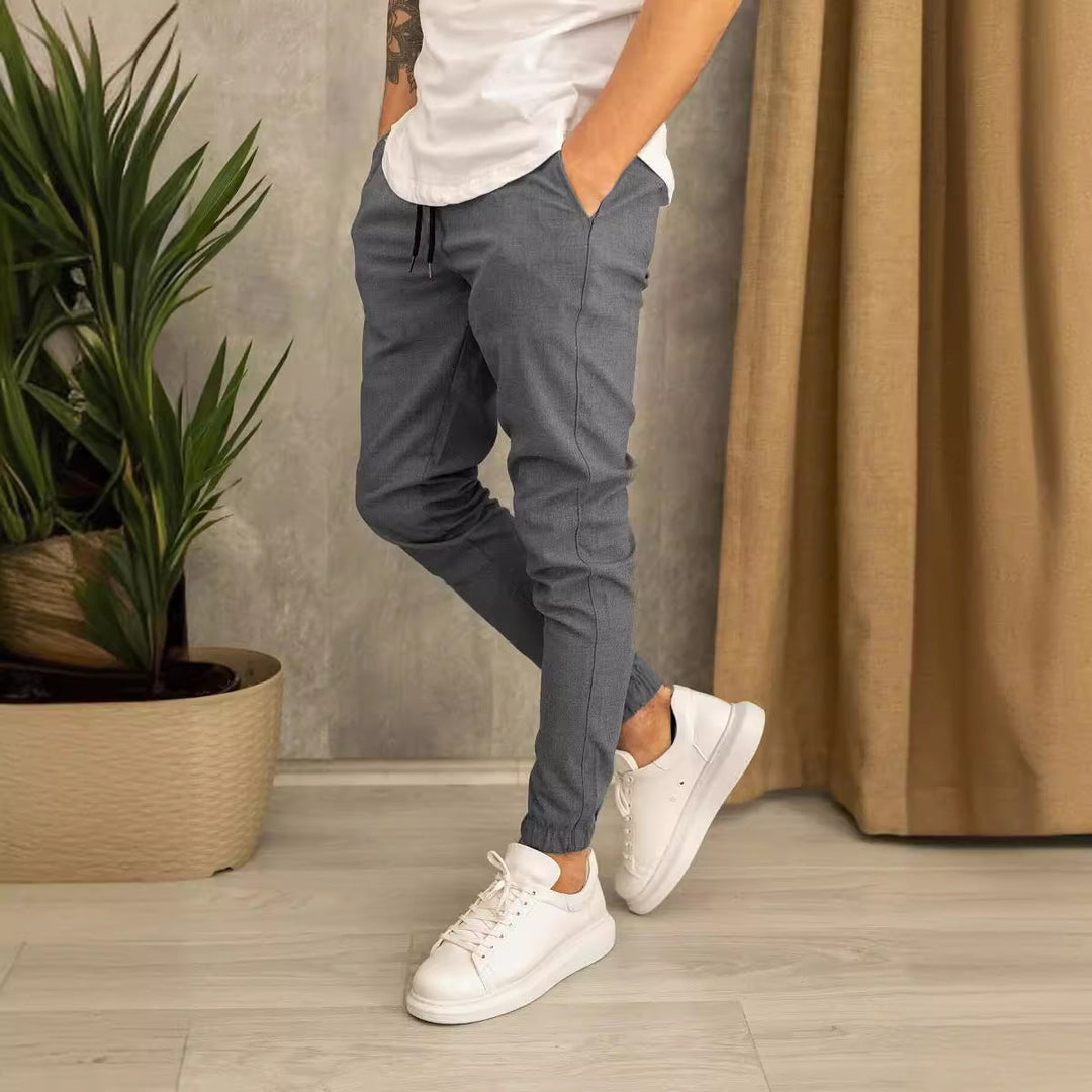 Men's Slim Fit Jogging Pants with Elastic Waistband and Practical Side Flap Pockets Lune London