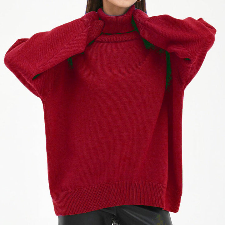 Women's Oversized Turtleneck Sweater with Ribbed Texture Lune London
