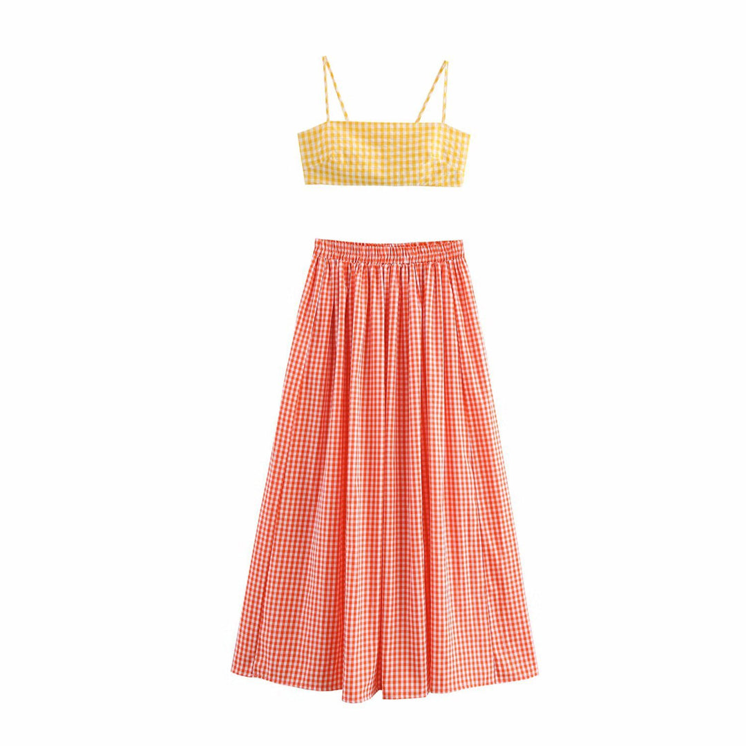 Ladies' set consisting of a crop top and a long skirt with an elegant ruffle design Lune London