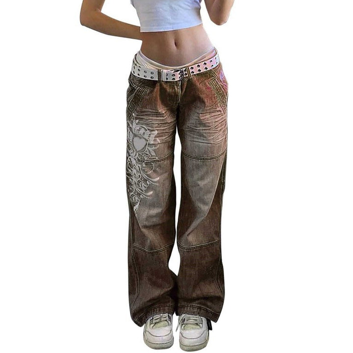 Women's wide jeans with unique graphic design Lune London