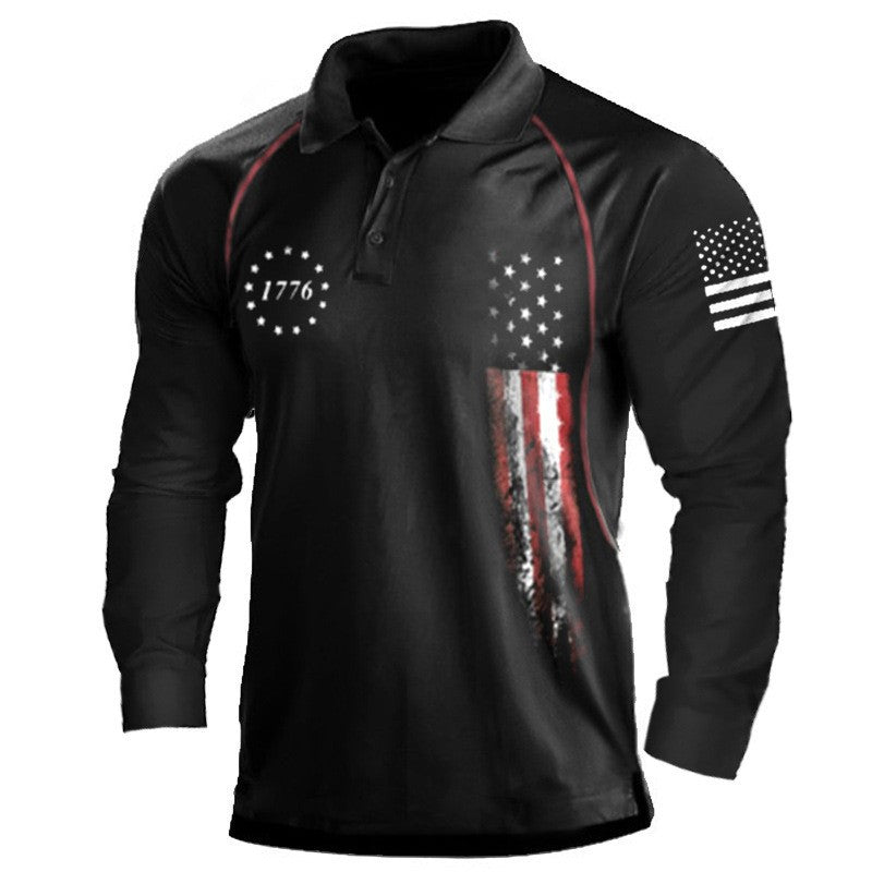 Men's long sleeve polo shirt with a patriotic design and a functional fit Lune London
