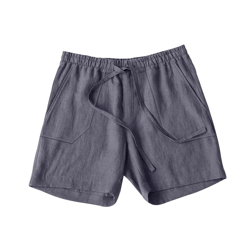 Shorts d'été en lin pour femmes avec taille élastique et poches pratiques Lune London