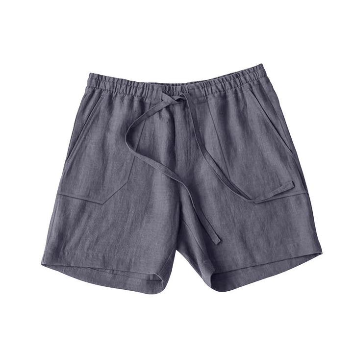 Shorts d'été en lin pour femmes avec taille élastique et poches pratiques Lune London