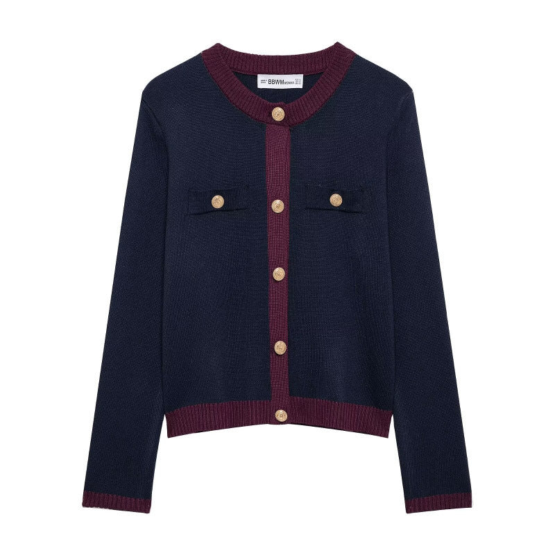 Knit jacket for women with decorative buttons and practical pockets Chic and Style