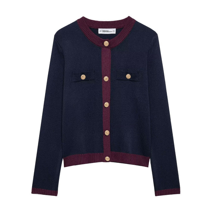 Knit jacket for women with decorative buttons and practical pockets Chic and Style
