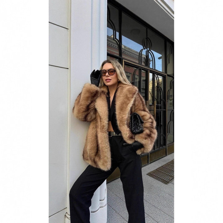 Ladies Elegant Faux Fur Coat Lune London