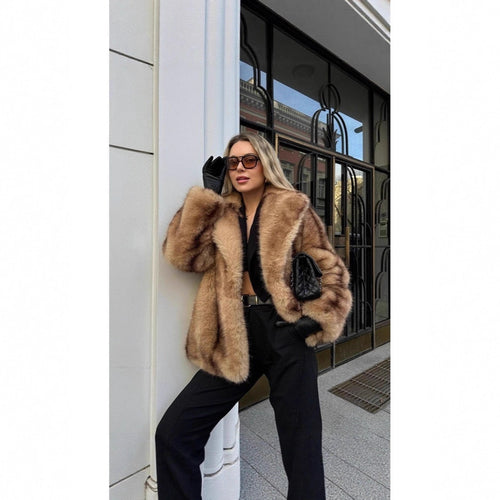Ladies Elegant Faux Fur Coat Lune London