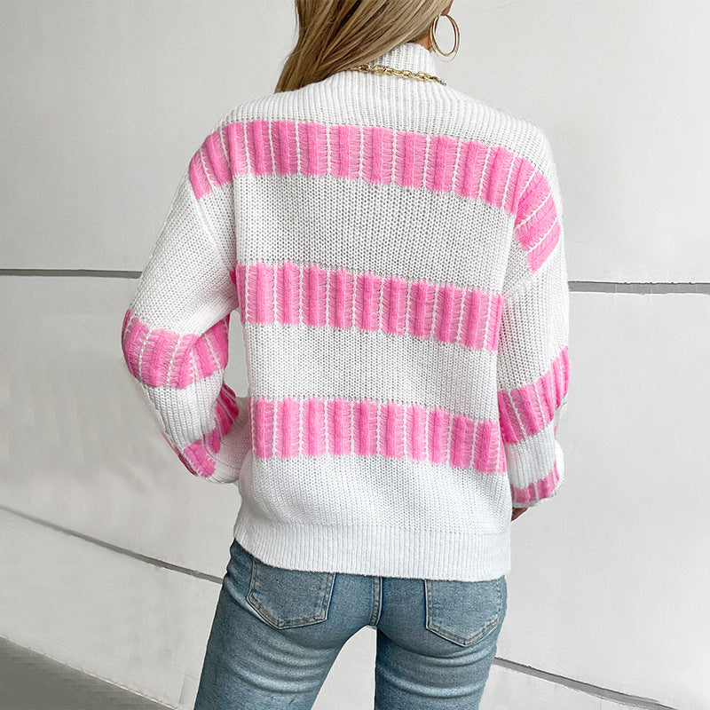 High-quality knitted sweater for women with finely structured stripes Lune London