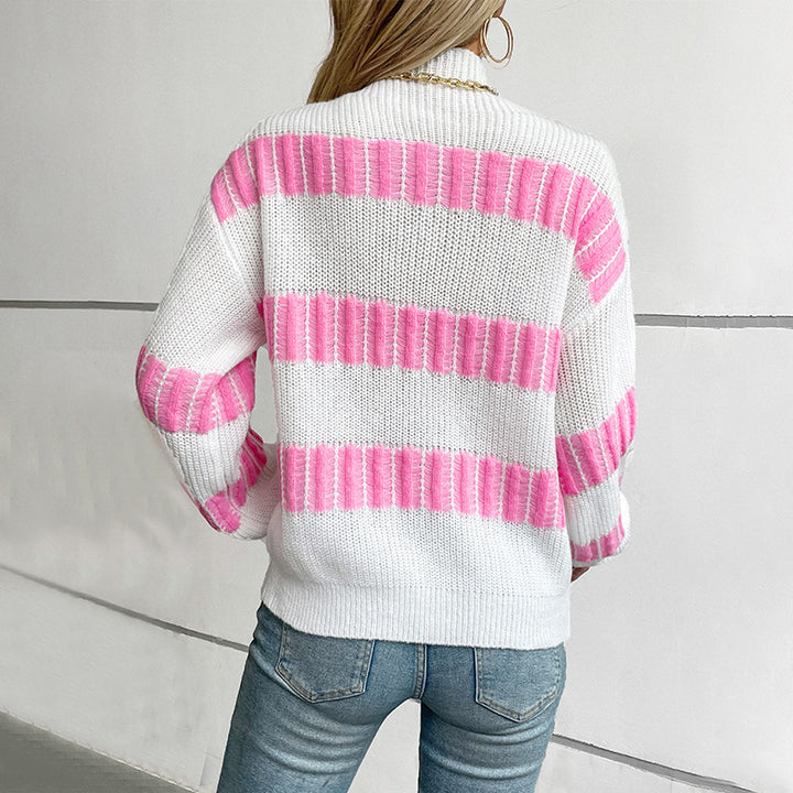 High-quality knitted sweater for women with finely structured stripes Lune London