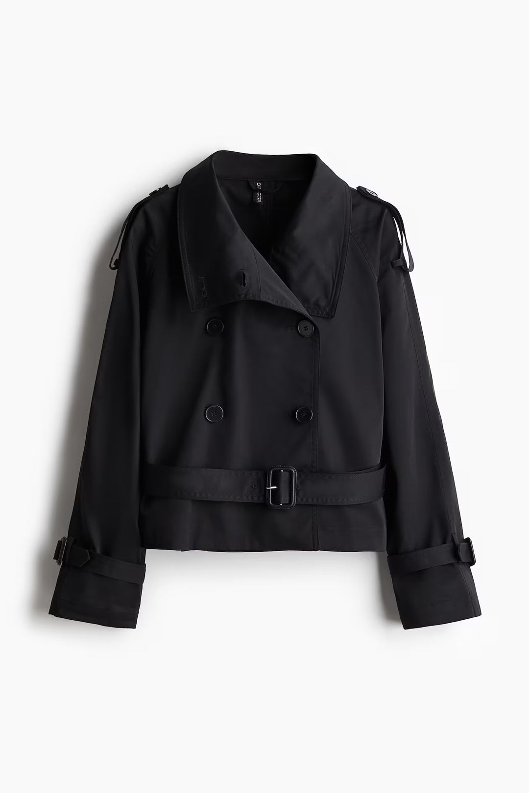 Manteau trench court féminin à la mode avec double rangée de boutons et ceinture Chic & Stil
