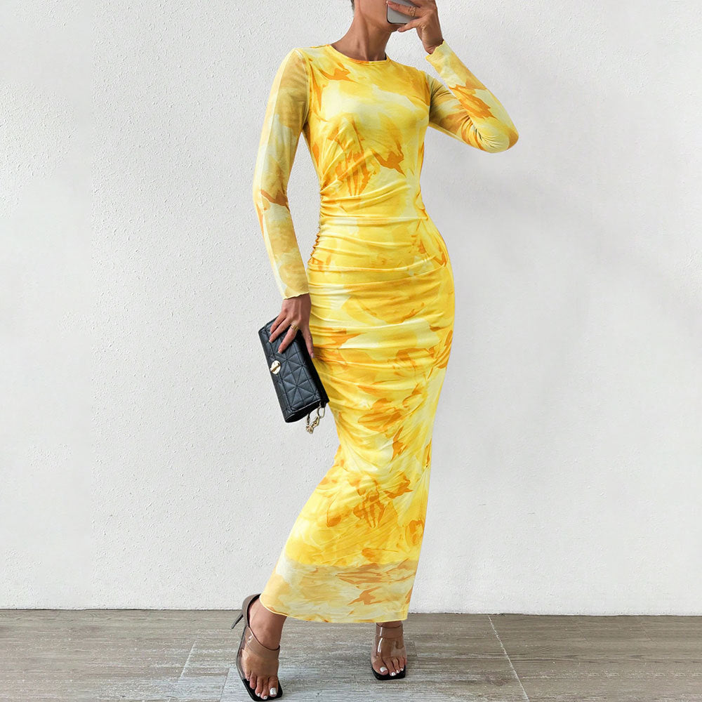 Elegant maxi dress for women with floral pattern and long cut Chic & Stil