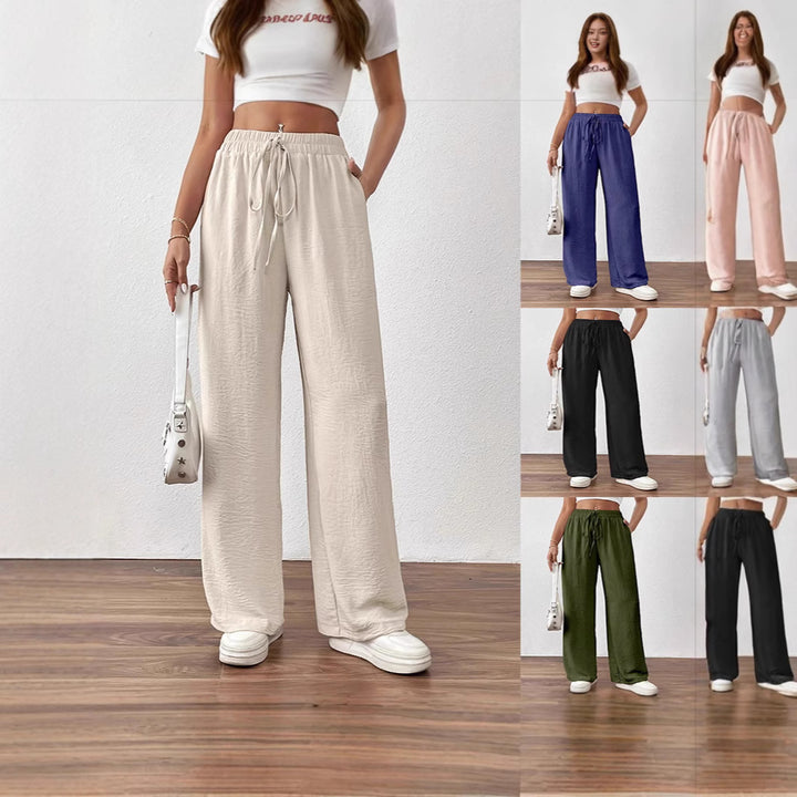 Loose linen pants for women with elastic waist and side pockets Lune London