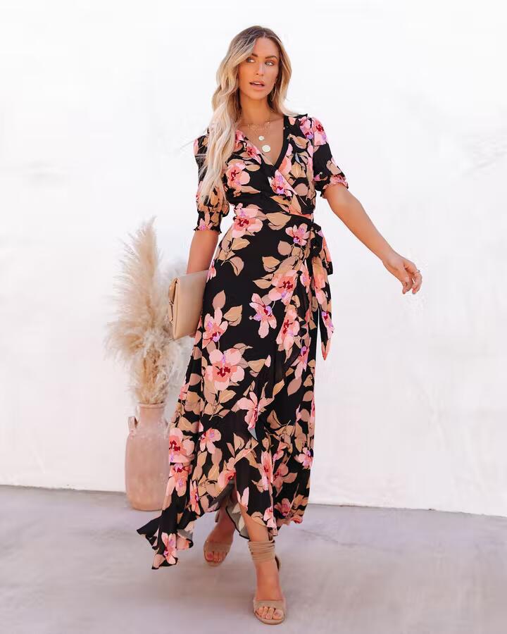 Lune London Floral Maxi Wrap Dress