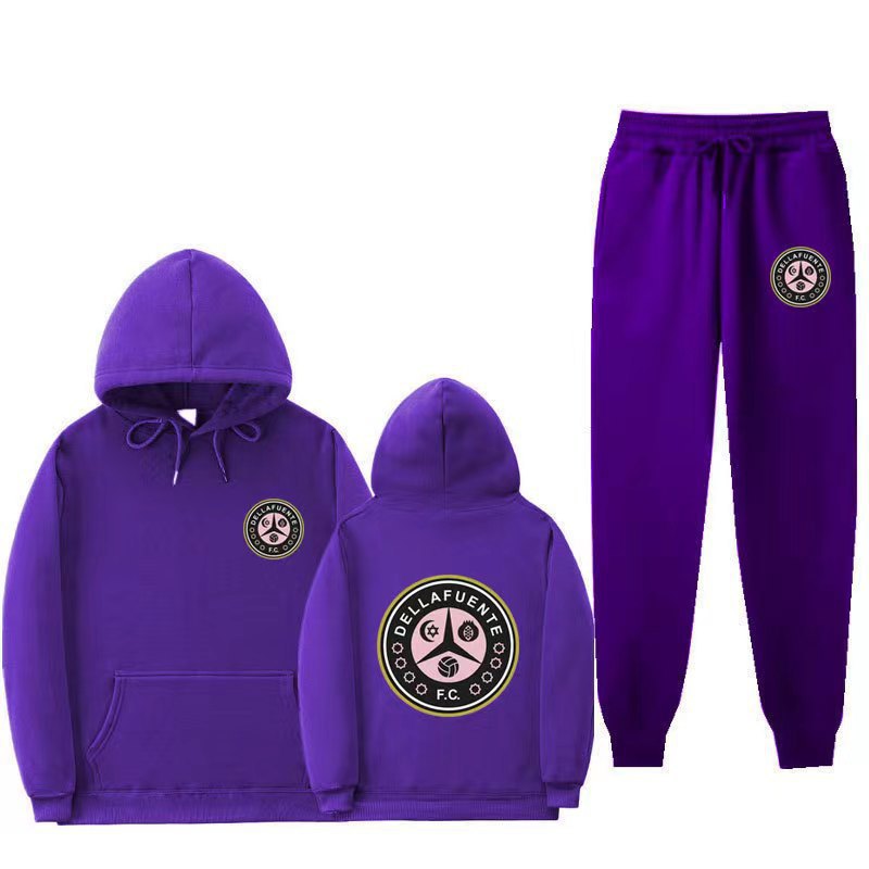 Women's comfortable leisure lounge suit with kangaroo pocket and modern logo Lune London