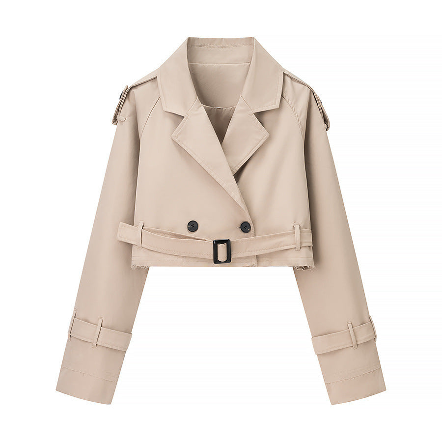 Ladies short trench coat with belt and double-breasted Lune London