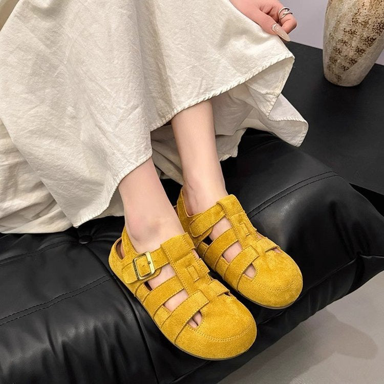 Women's Strappy Sandals Made of Soft Suede with Adjustable Strap Design and Non-Slip Sole Lune London