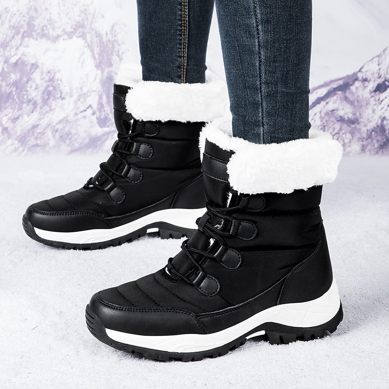 Lune London | Boots - Knee-high - Quilted - Lined with faux fur - Lacing
