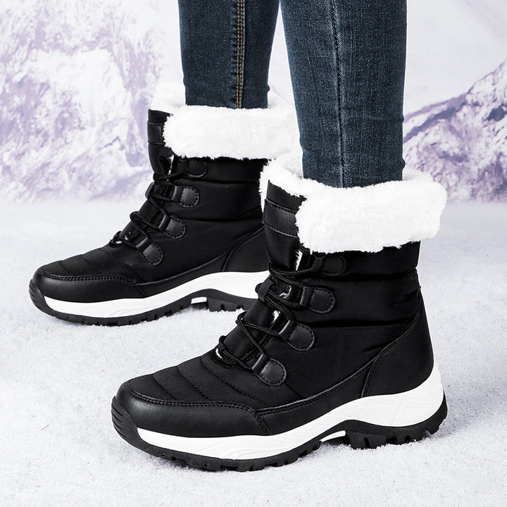 Lune London | Boots - Knee-high - Quilted - Lined with faux fur - Lacing
