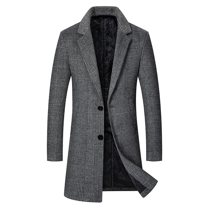Elegant long coat for men in tartan pattern with removable inner part Lune London