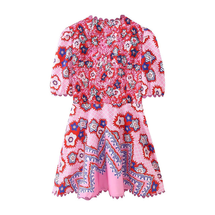 Maxi dress for women with a floral design and refined ruffle details Lune London