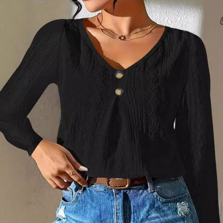 Women’s top with textured surface and elegant button detail Lune London