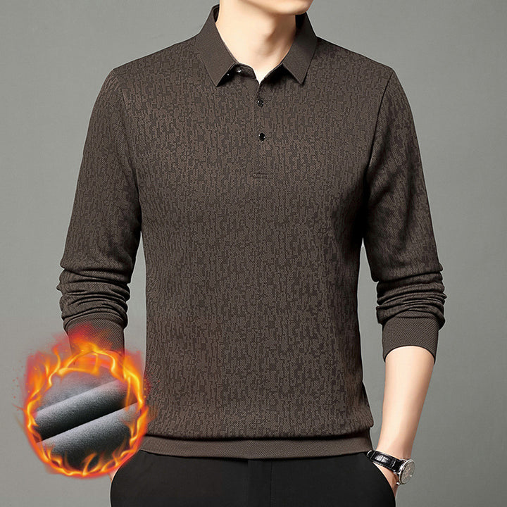 Men's long sleeve polo shirt with textured design and moisture-wicking fabric Lune London