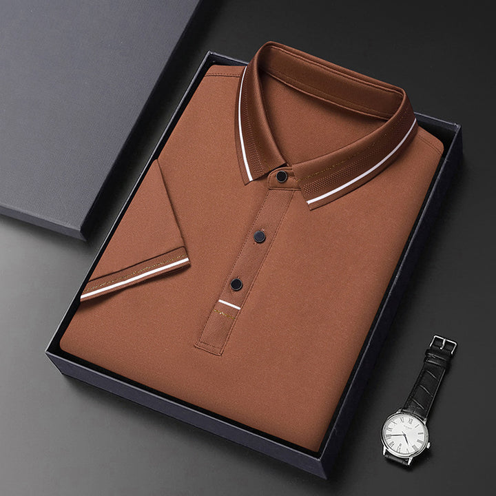 Men's modern polo in textured material with elegant accents Lune London