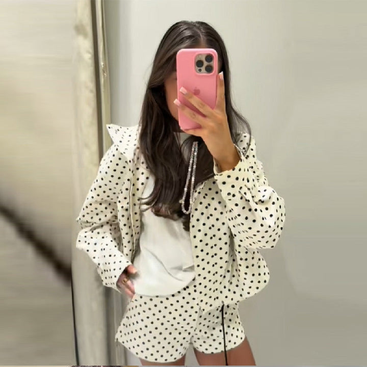 Women's Fashion Short Jacket with Dots and Casual Cut Lune London