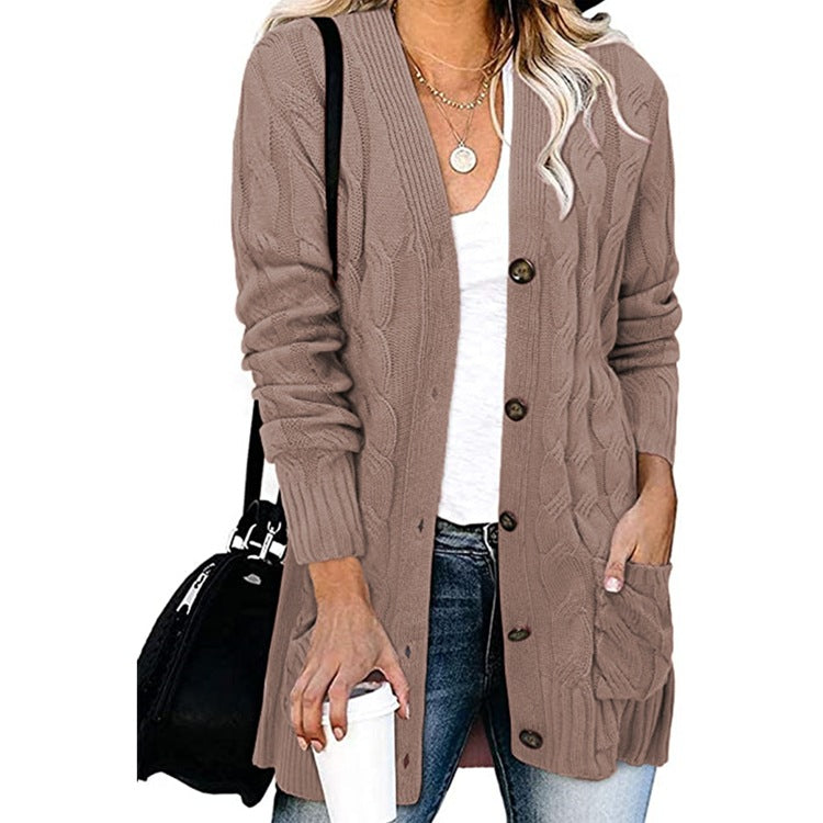 Thick knit jacket for women with large buttons and deep pockets Lune Londonl