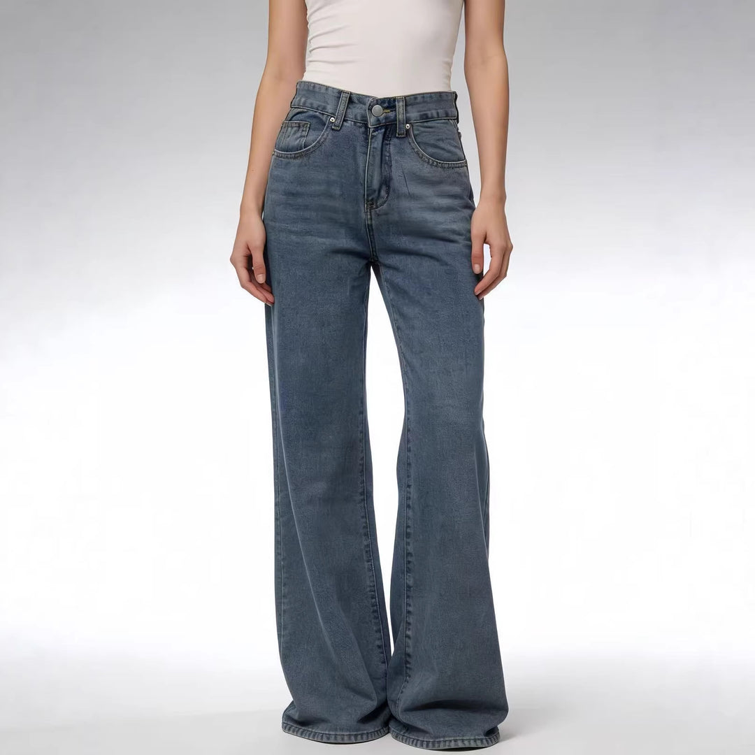 Women's Wide High-Waist Jeans with Special Stitching Details Lune London