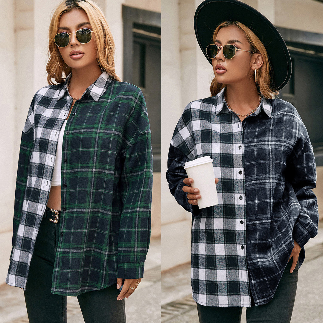 Casual flannel shirt for women with plaid pattern Lune London
