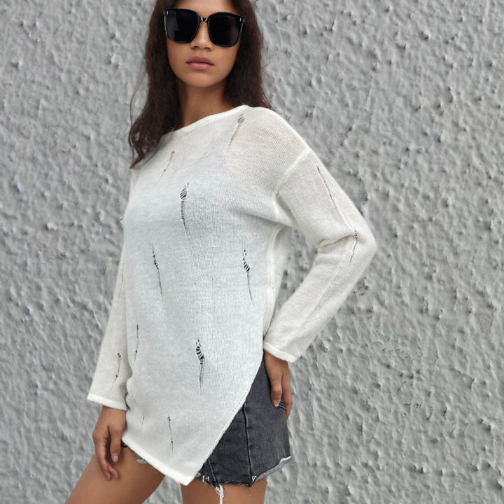 Casual sweater for women with trendy fringes Lune London