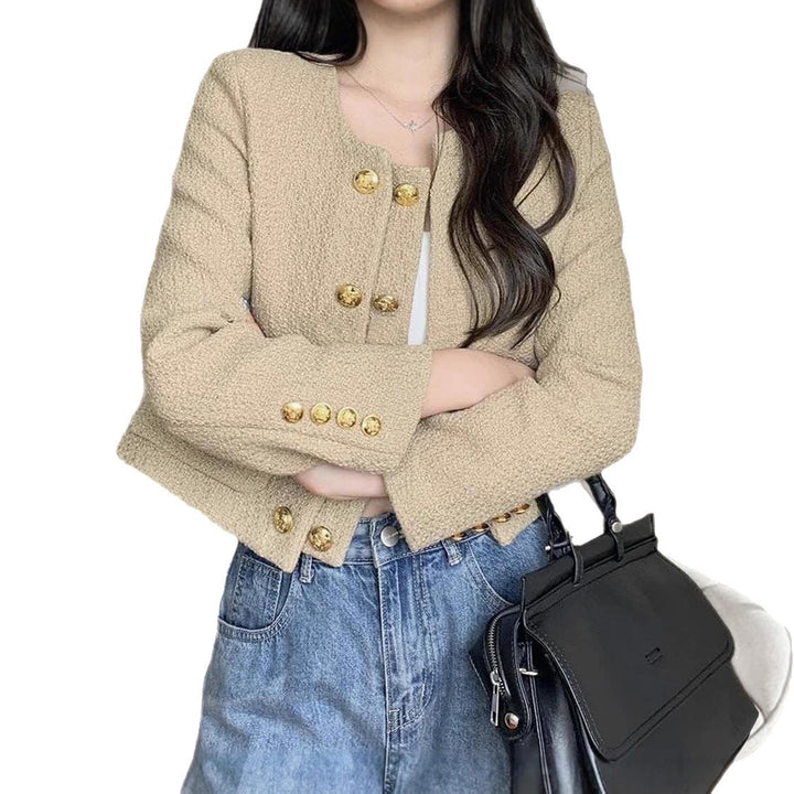 Women Structured Short Jacket with Decorative Buttons Chic & Stil