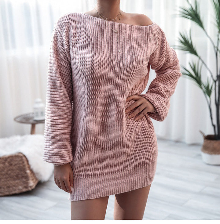 Knit dress for women in a casual off-shoulder style Lune London