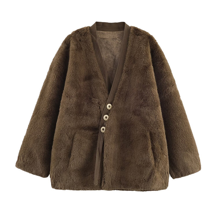 Soft flannel jacket for women with button closure and side pockets Lune London