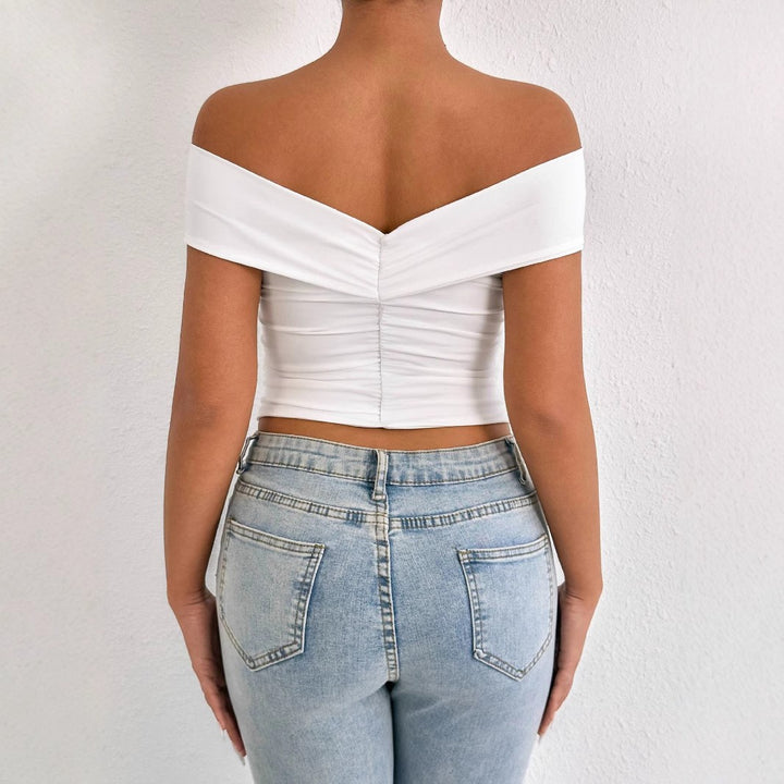 Women's off-the-shoulder top with elegant draping Lune London