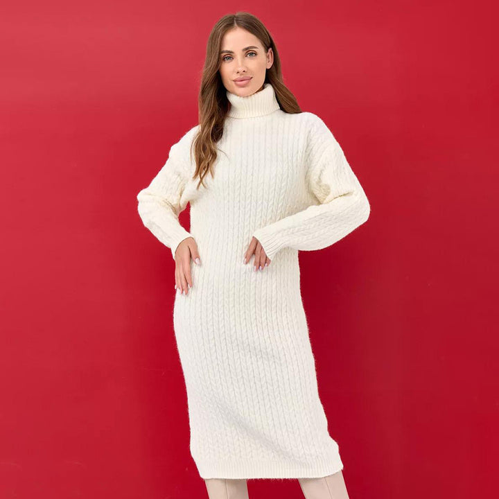 Pull à col roulé en tricot épais pour femmes avec un motif en câble moderne et une coupe décontractée Chic & Stil