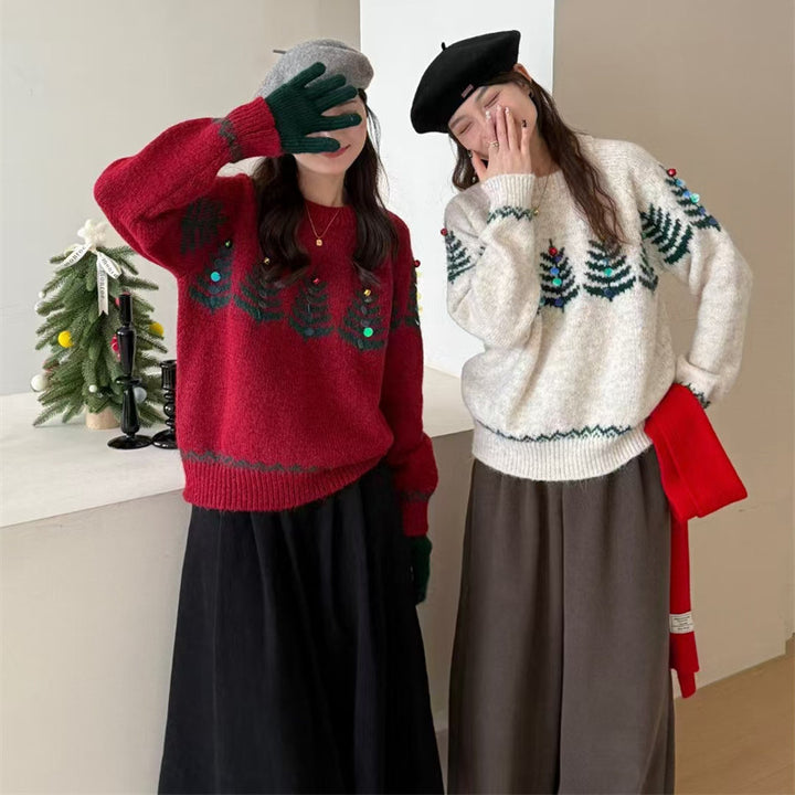Pull confortable pour femmes avec motif ludique et applications joyeuses Chic & Stil