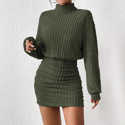 Knit sweater with high collar for women and Lune London skirt