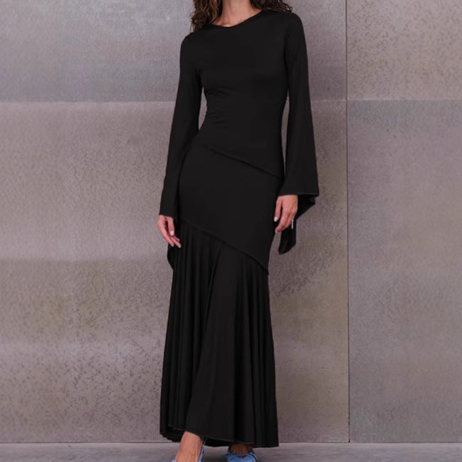 Ladies Elegant Maxi Dress with Floating Hem and Chic Loose Sleeves