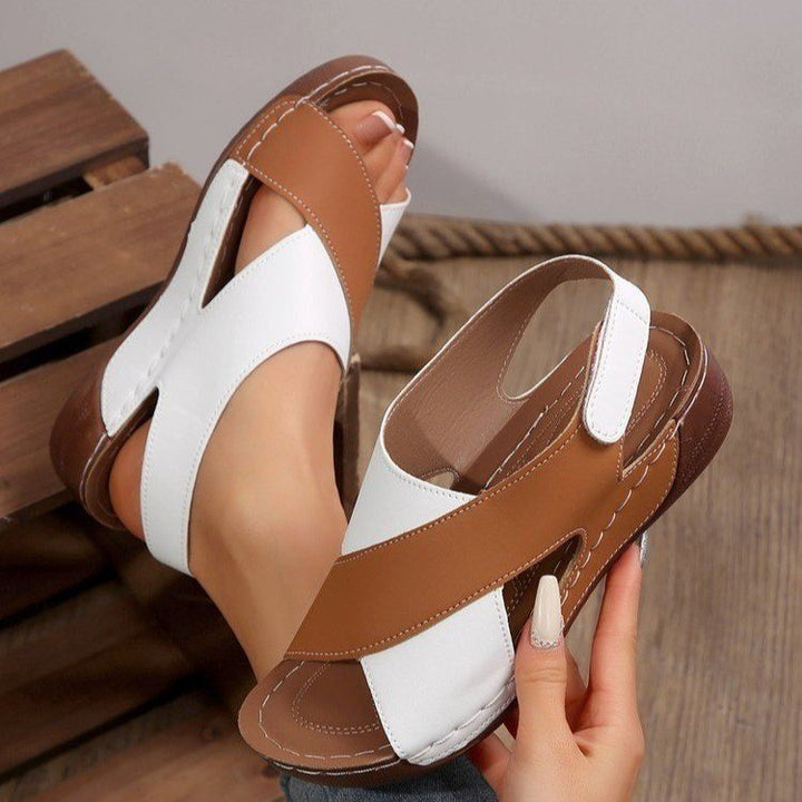 Elegant ladies sandals with decorative crossover straps and comfortable sole Lune London