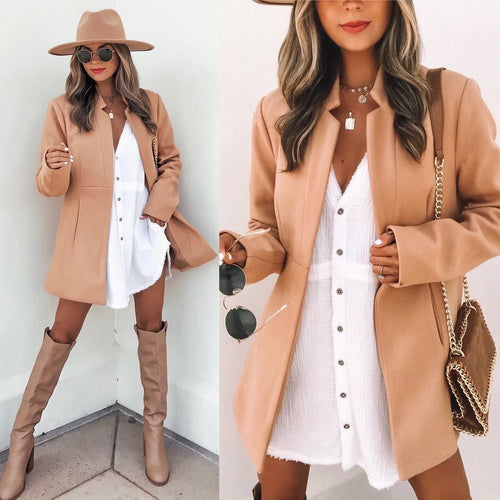 Women's minimalist coat in wool style with elegant cut Lune London