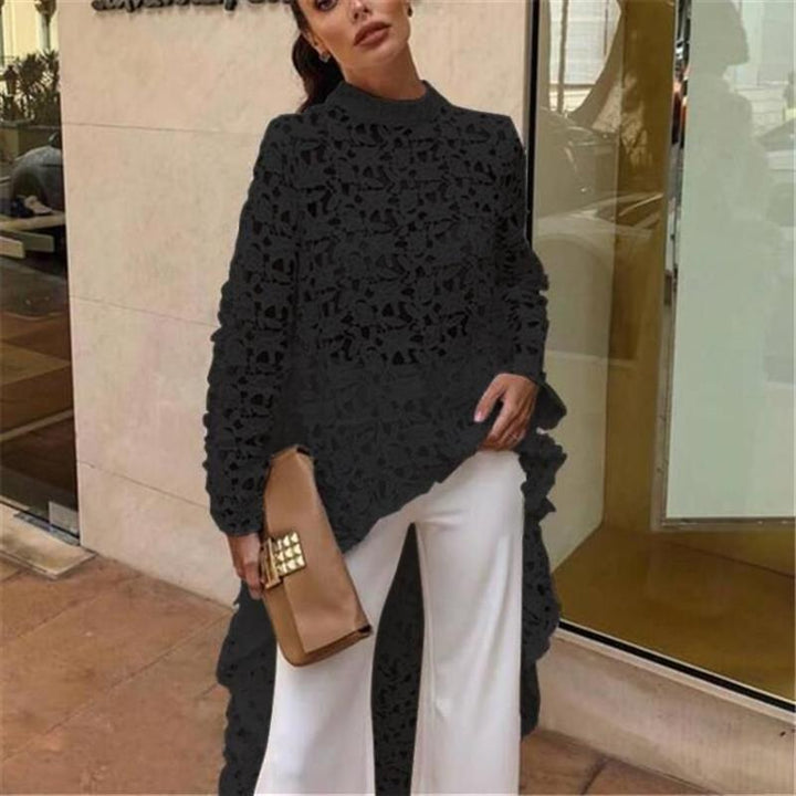 Lace top for women with asymmetric hem Lune London